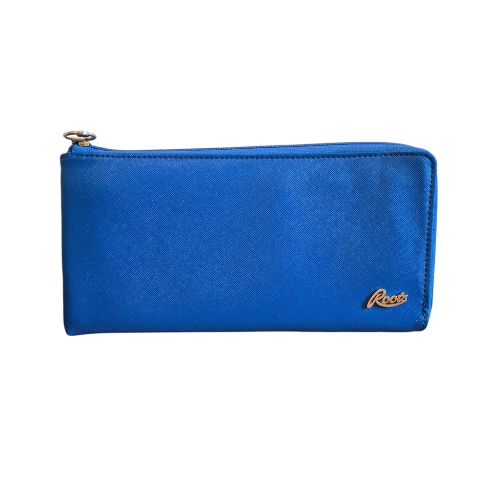 Roots Large Blue Wallet Clutch